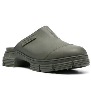 Ganni Women's Green Rubber Blend City Mule Shoe Sz US 6/EU 36